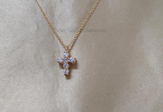 Cross Pendant • Dainty Cross Pendant Necklace For Women • Minimalist Cross Pendant Necklace • Moissanite Diamond Cross Pendant Gift for Her
