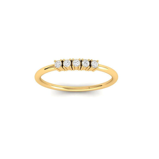 0.15CT Dainty Five Stone Diamond Ring • 14K Yellow Gold Plated Minimalist Promise Ring • Handmade Gift