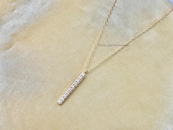 Straight Bar Pendant Necklace • Dainty Moissanite Bar Necklace for Girls • Minimalist Pendant with Chain • Perfect Gift for Her