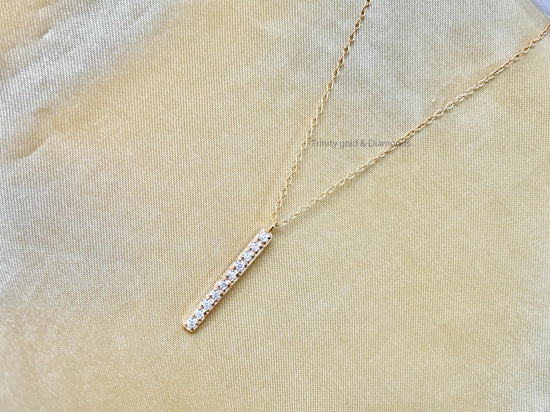 Straight Bar Pendant Necklace • Dainty Moissanite Bar Necklace for Girls • Minimalist Pendant with Chain • Perfect Gift for Her