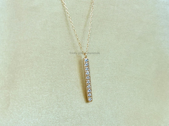 Straight Bar Pendant Necklace • Dainty Moissanite Bar Necklace for Girls • Minimalist Pendant with Chain • Perfect Gift for Her
