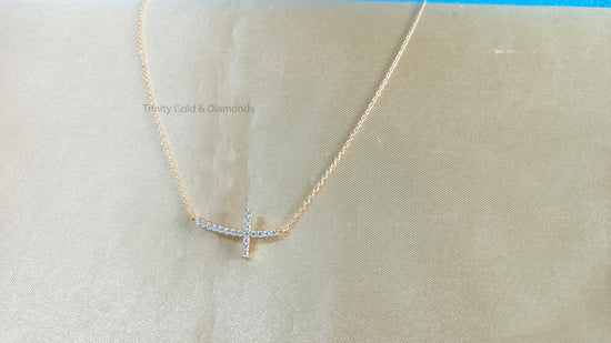 Cross Layered Necklace for Women • Dainty Moissanite Cross Pendant Necklace • Minimalist Jewelry Gift for Her