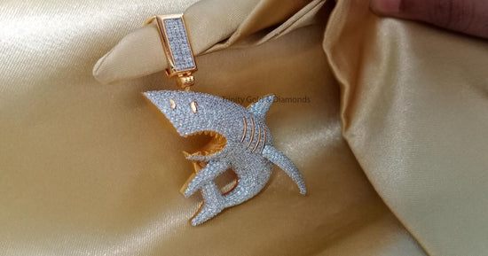 Moissanite Diamond Shark Pendant • Hip Hop Bling for Statement Style • Sea-inspired design • Big Shark Pendant • Perfect Gift • 50MM Length