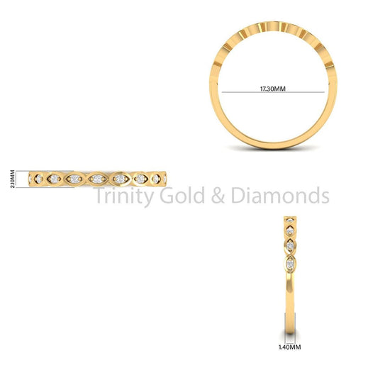 Lab Grown Diamond Wedding Band • 14KT Gold Dainty Wedding Band • Perfect Gift for Her