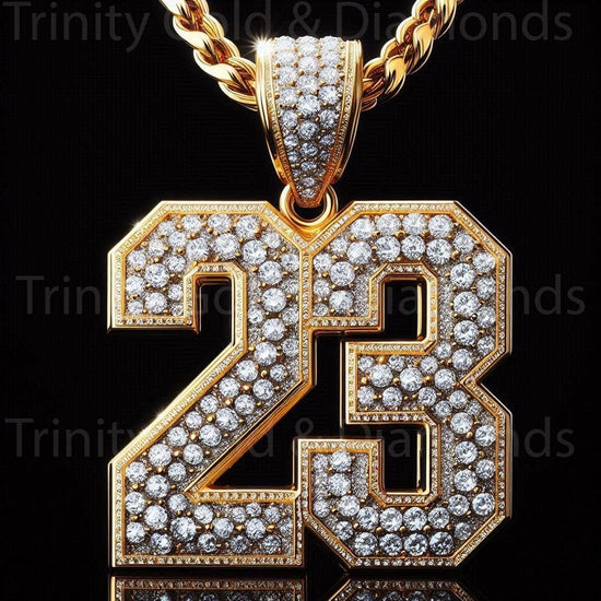Custom Large Numbers Necklace • Diamond Numbers Pendant • Hip Hop Jewelry • Sport Theme Jewelry • Perfect Gift for Team Members