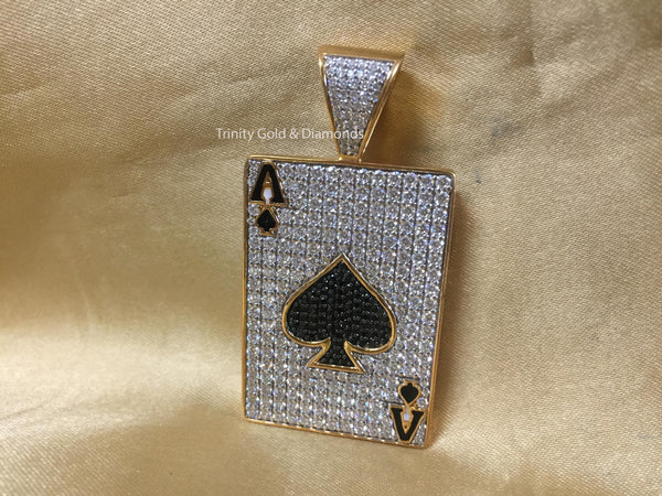 Royal Poker Pendant • Moissanite Diamond Men's Pendant • Handmade Charm Pendant • Poker Deck • Perfect Gift