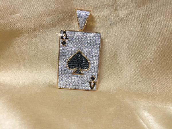 Royal Poker Pendant • Moissanite Diamond Men's Pendant • Handmade Charm Pendant • Poker Deck • Perfect Gift