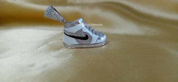 Shoe Moissanite Diamond Pendant Necklace • Athlete Sports Lovers Gift • Sneaker Pendant • Shoe With Enamel • Perfect Gift