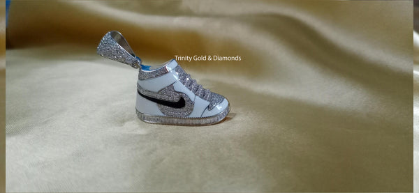 Shoe Moissanite Diamond Pendant Necklace • Athlete Sports Lovers Gift • Sneaker Pendant • Shoe With Enamel • Perfect Gift