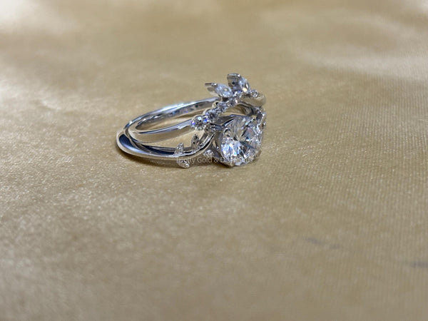 Bridal Set • Lab Grown Diamond Bridal Set For Women • Wedding Set • Perfect Wedding Gift for Her • Leaf Work Classic Bridal Set Gift •