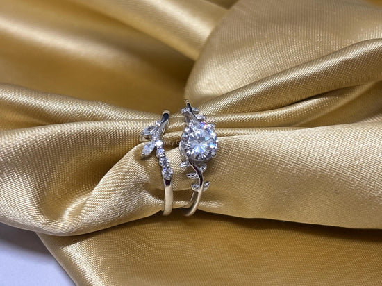 Bridal Set • Lab Grown Diamond Bridal Set For Women • Wedding Set • Perfect Wedding Gift for Her • Leaf Work Classic Bridal Set Gift •