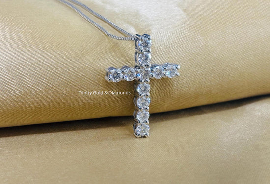 Solid Gold Cross Pendant • Lab Grown Diamond Cross Pendant Necklace for Women • Perfect Christmas Gift • Cross Necklace