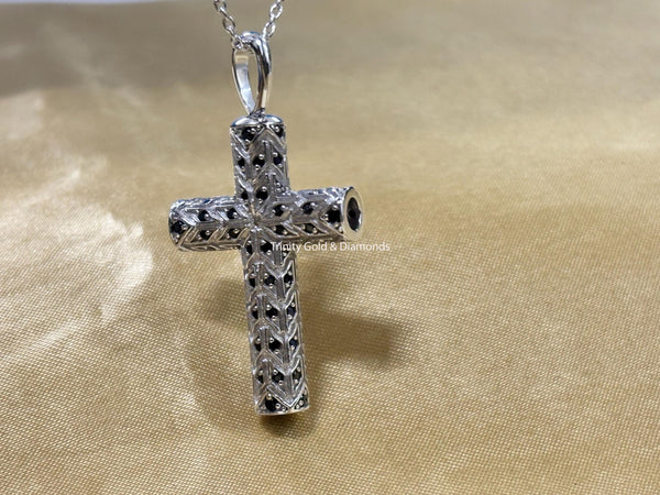 Handmade Cross Pendant • Black Gemstone Cross Pendant Necklace for Women • Perfect Christmas Gift • Cross Necklace