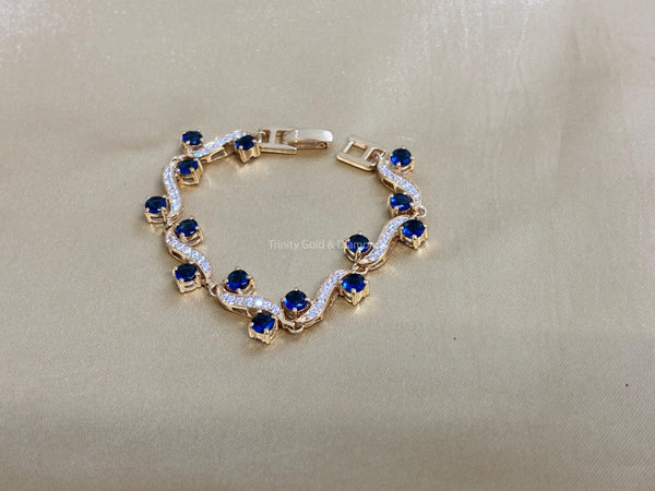 S Link Tennis Bracelet For Women • Blue Sapphire Gemstone Bracelet for Her • Multistone Gemstone Bracelet • Perfect Christmas Gift
