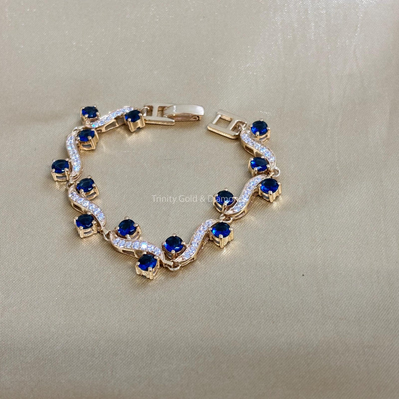 S Link Tennis Bracelet For Women • Blue Sapphire Gemstone Bracelet for Her • Multistone Gemstone Bracelet • Perfect Christmas Gift