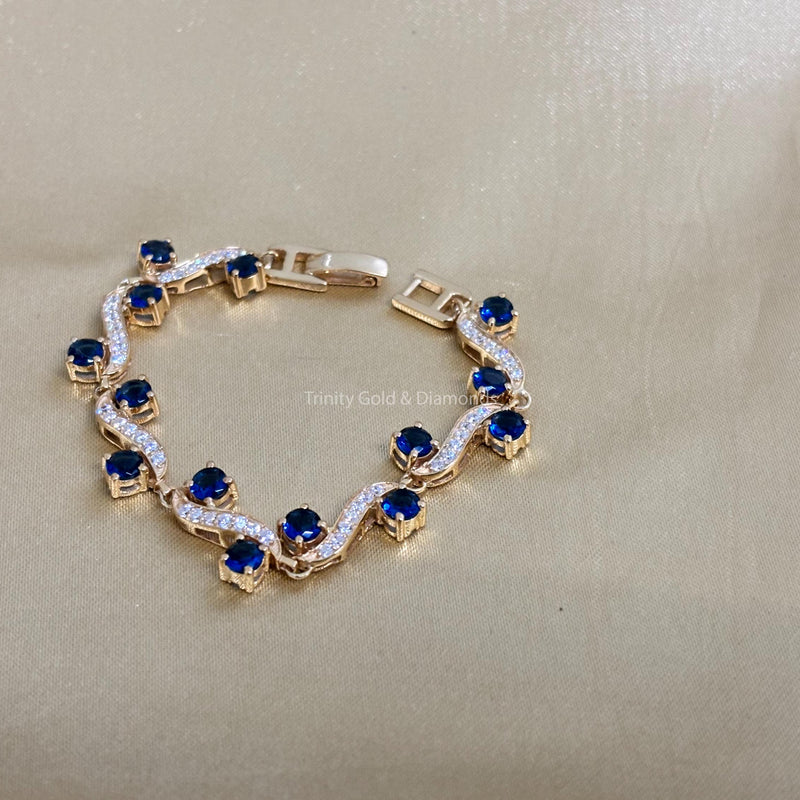 S Link Tennis Bracelet For Women • Blue Sapphire Gemstone Bracelet for Her • Multistone Gemstone Bracelet • Perfect Christmas Gift