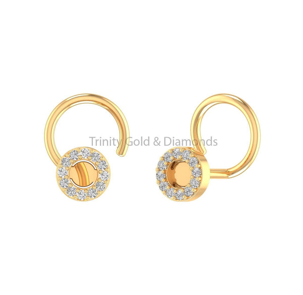 14K Yellow Gold Nose Pin • Lab Grown Diamond Wedding Nose Stud • Dainty Nose Pin for Women • Perfect Gift for Mom • 4.15mm Width