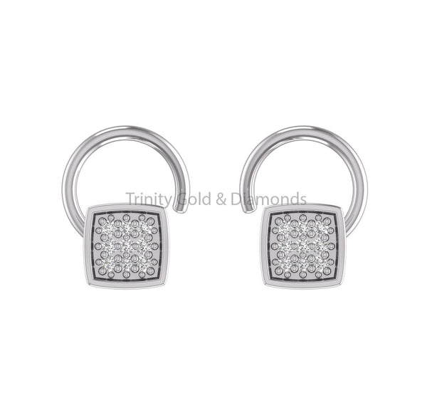 14K Yellow Gold Square Nose Pin • Lab Grown Diamond Wedding Nose Stud • Dainty Nose Pin for Women • Perfect Gift for Mom • 4.50MM Width