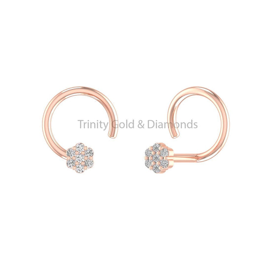 14K Yellow Gold Flower Nose Pin • Lab Grown Diamond Wedding Nose Stud • Dainty 2.65MM Nose Pin for Women • Perfect Gift for Mom