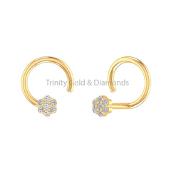 14K Yellow Gold Flower Nose Pin • Lab Grown Diamond Wedding Nose Stud • Dainty 2.65MM Nose Pin for Women • Perfect Gift for Mom