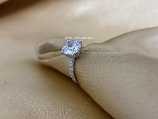 Cushion Cut Engagement Ring for Women • Solitaire Lab Grown Diamond Ring Women • Perfect Classic Wedding Gift for Her • Solid Gold Ring