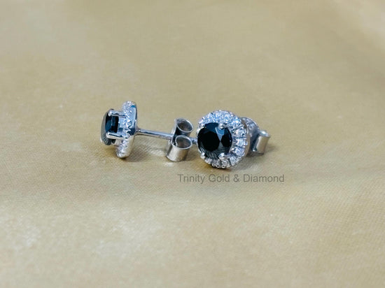 Black Diamond Stud Earring • Halo Diamond Stud Earrings for Women • Moissanite Diamond Stud Earring for Her • Perfect Gift