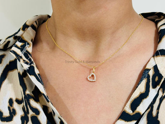 Heart Pendant • Dainty Heart Pendant for Girl • Moissanite Heart Pendant • Minimalist Heart Pendant with Chain • Perfect Gift for Her