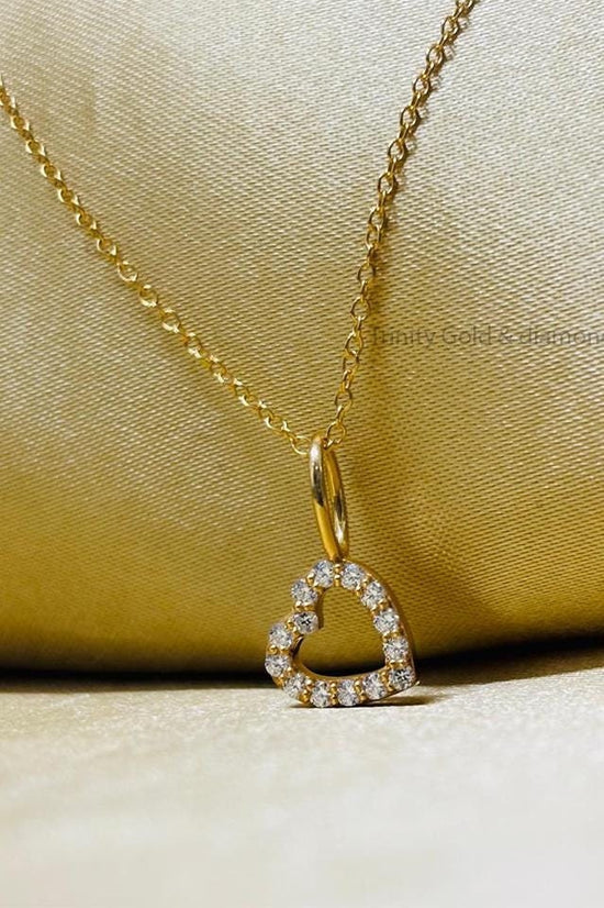 Heart Pendant • Dainty Heart Pendant for Girl • Moissanite Heart Pendant • Minimalist Heart Pendant with Chain • Perfect Gift for Her