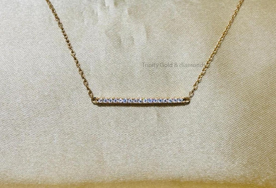 Bar Pendant Necklace • Dainty Bar Pendant for Girl • Moissanite Bar Pendant • Minimalist Bar Pendant with Chain • Perfect Gift for Her