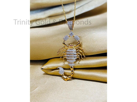 Moissanite Diamond Scorpio Pendant Necklace • Statement Style • Diamond Pendant • Sea Scorpio Pendant Necklace Perfect Gift