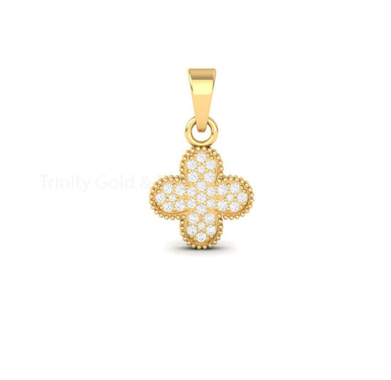 Clover Shape Diamond Pendant Necklace for Women • Dainty Clover Moissanite Pendant Necklace • Minimalist Jewelry Gift for Her