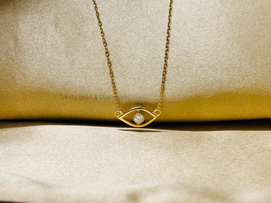 Evil Eye Lab Grown Diamond Pendant •  Pendant Necklace With Cable Chain • Gift For Women • Dainty Evil Eye Pendant • Protection Jewelry