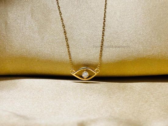Evil Eye Lab Grown Diamond Pendant •  Pendant Necklace With Cable Chain • Gift For Women • Dainty Evil Eye Pendant • Protection Jewelry