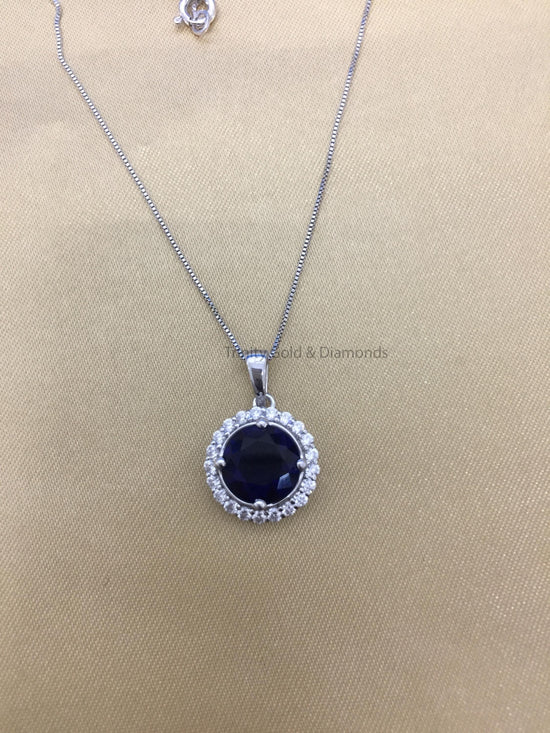 Big Sapphire Lab Grown Diamond Pendant Necklace for Women • Diamond Pendant • Sapphire Pendant •  Perfect Gift for Women