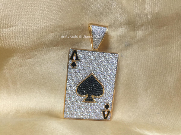 Royal Poker Pendant • Moissanite Diamond Men's Pendant • Handmade Charm Pendant • Poker Deck • Perfect Gift