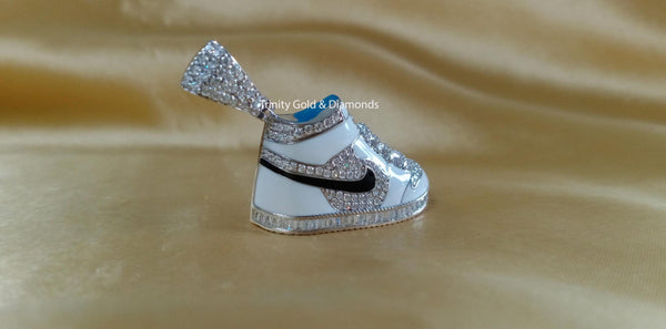 Shoe Moissanite Diamond Pendant Necklace • Athlete Sports Lovers Gift • Sneaker Pendant • Shoe With Enamel • Perfect Gift