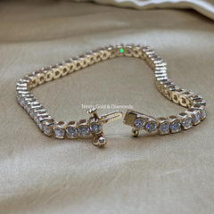 Tennis Bracelet Half Bezel, Moissanite Diamond Tennis Bracelet For Women, Size 5-12 Inches, Gift for Women,