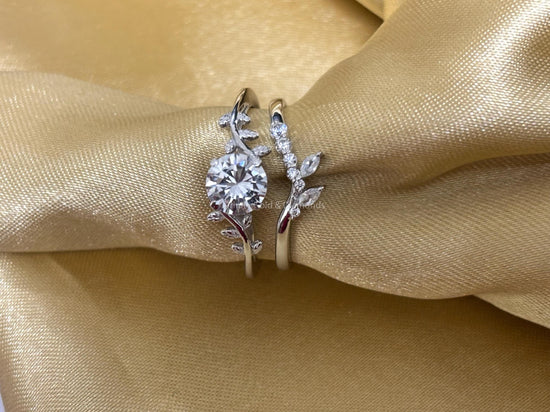 Bridal Set • Lab Grown Diamond Bridal Set For Women • Wedding Set • Perfect Wedding Gift for Her • Leaf Work Classic Bridal Set Gift •
