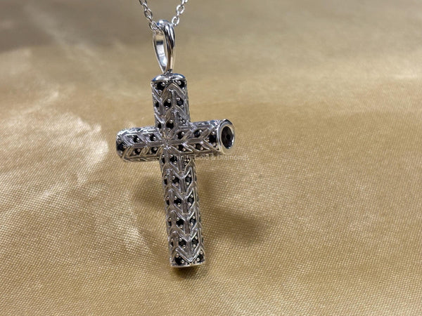 Handmade Cross Pendant • Black Gemstone Cross Pendant Necklace for Women • Perfect Christmas Gift • Cross Necklace
