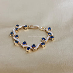 S Link Tennis Bracelet For Women • Blue Sapphire Gemstone Bracelet for Her • Multistone Gemstone Bracelet • Perfect Christmas Gift