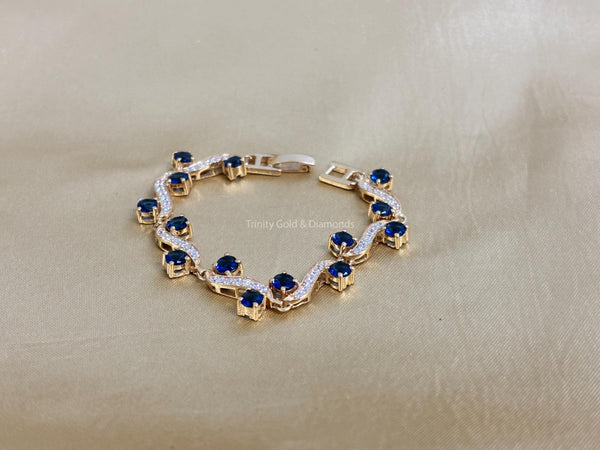 S Link Tennis Bracelet For Women • Blue Sapphire Gemstone Bracelet for Her • Multistone Gemstone Bracelet • Perfect Christmas Gift