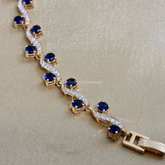 S Link Tennis Bracelet For Women • Blue Sapphire Gemstone Bracelet for Her • Multistone Gemstone Bracelet • Perfect Christmas Gift