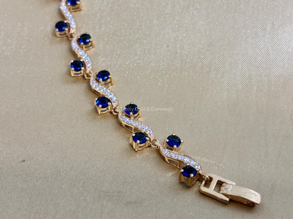 S Link Tennis Bracelet For Women • Blue Sapphire Gemstone Bracelet for Her • Multistone Gemstone Bracelet • Perfect Christmas Gift