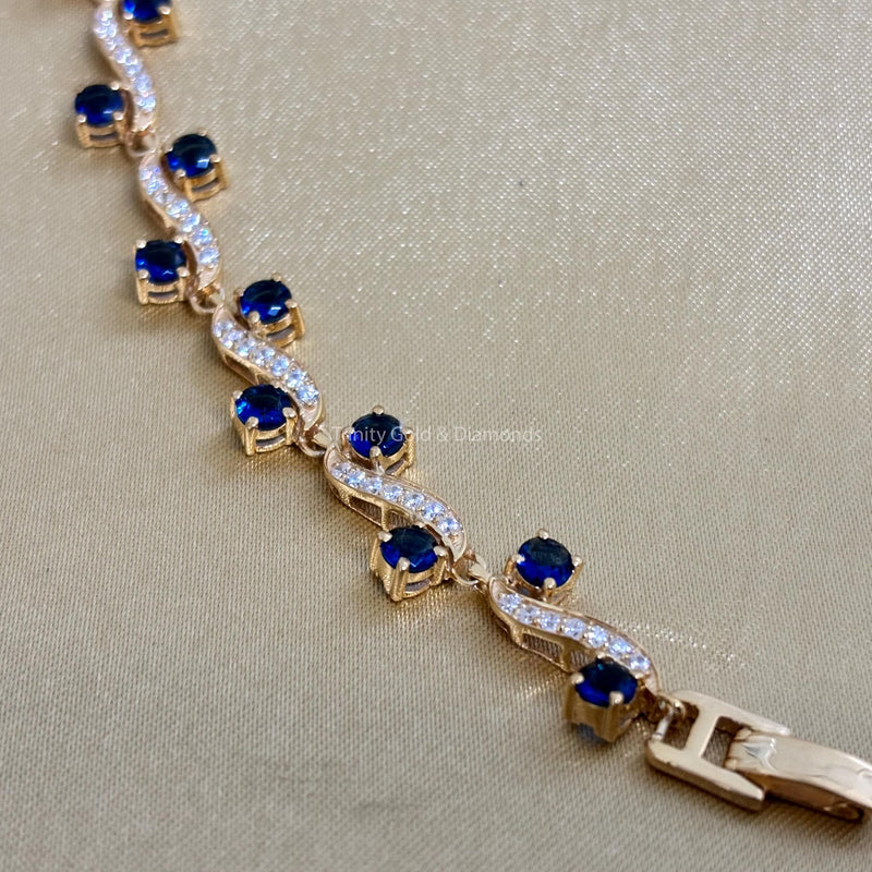 S Link Tennis Bracelet For Women • Blue Sapphire Gemstone Bracelet for Her • Multistone Gemstone Bracelet • Perfect Christmas Gift