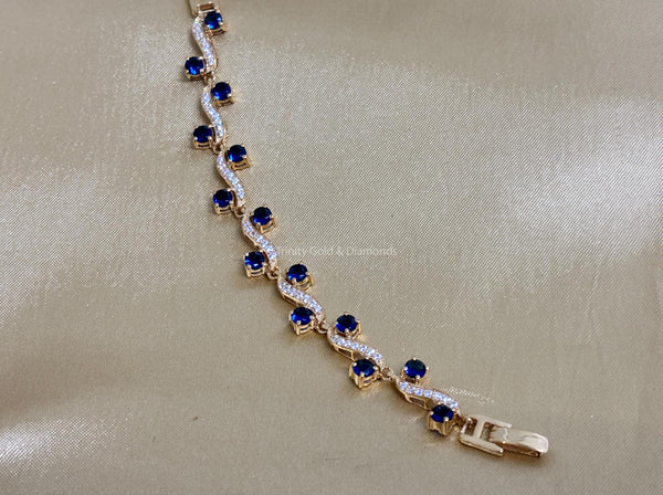 S Link Tennis Bracelet For Women • Blue Sapphire Gemstone Bracelet for Her • Multistone Gemstone Bracelet • Perfect Christmas Gift