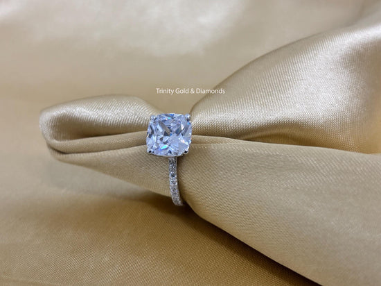 Cushion Cut Engagement Ring for Women • Solitaire Lab Grown Diamond Ring Women • Perfect Classic Wedding Gift for Her • Solid Gold Ring