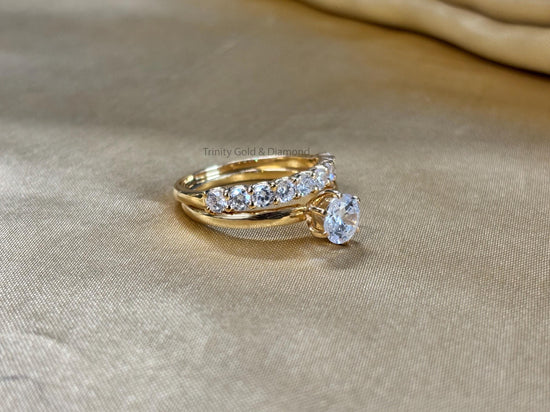 Bridal Set • Solitaire Moissanite Diamond Bridal Set For Women • Wedding Set • Perfect Classic Wedding Gift for Her • Size-5 -12 US