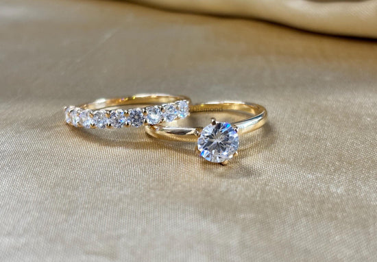 Bridal Set • Solitaire Moissanite Diamond Bridal Set For Women • Wedding Set • Perfect Classic Wedding Gift for Her • Size-5 -12 US