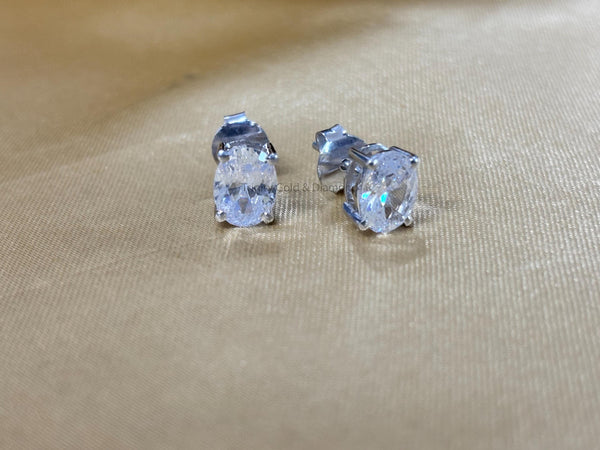 Lab Grown Diamond Stud Earrings • Oval Cut Stud Earring for Women with Push Back • Classic Four Prong Oval Stud Earring for Her