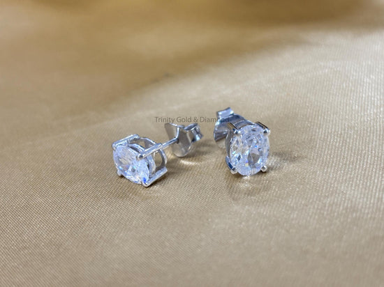 Lab Grown Diamond Stud Earrings • Oval Cut Stud Earring for Women with Push Back • Classic Four Prong Oval Stud Earring for Her